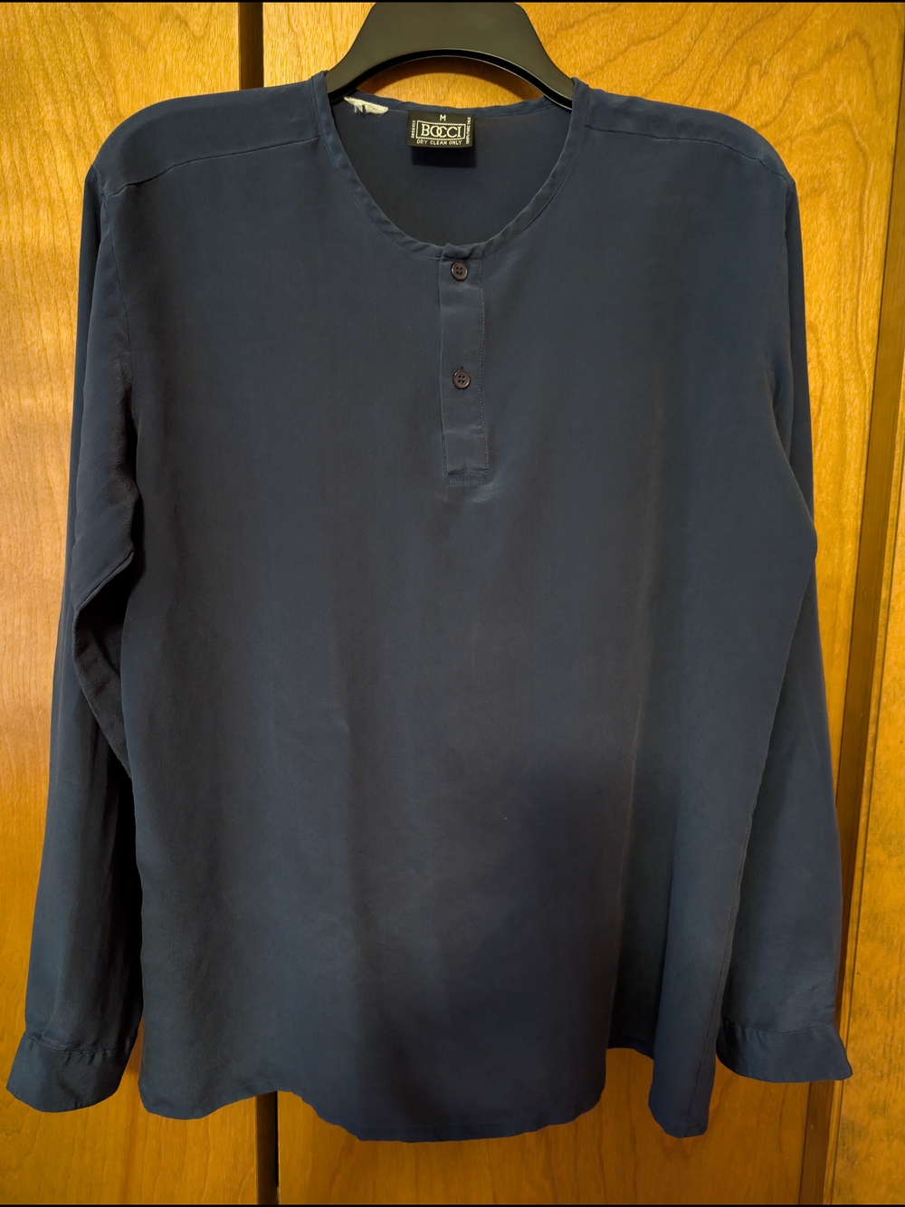 Vintage Men's Bocci Dark Navy Long-Sleeve Silk Pullover